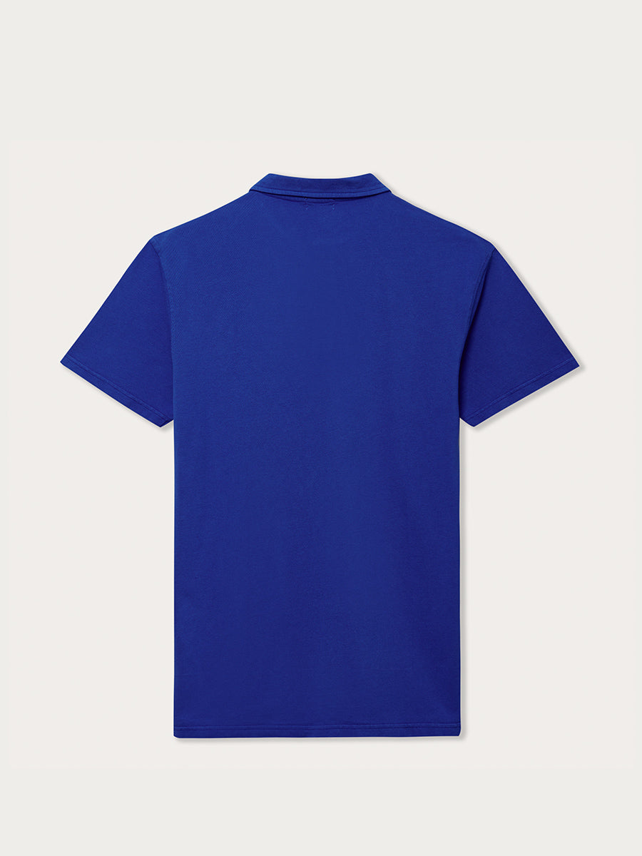 Men's Majorelle Blue Pensacola Polo Shirt, back view.