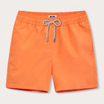 Men's Tangerine Staniel Swim Shorts featuring an elastic waistband and drawstring, designed for a vibrant and stylish summer look.