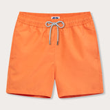 Men's Tangerine Staniel Swim Shorts featuring an elastic waistband and drawstring, designed for a vibrant and stylish summer look.