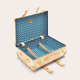 Globe-Trotter Safari 20" Trolley Case with LOVE BRAND & Co.'s 'Elephant Palace' print lining. Trolley case featuring leather straps and gold hardware.