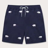 Men's White Elephants Embroidered Staniel Swim Shorts